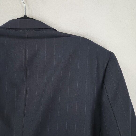 Albert Nipon Jacket Mens 46R Navy Blue Pinstripe Parisian Wool Blazer Suit Coat - Picture 16 of 16